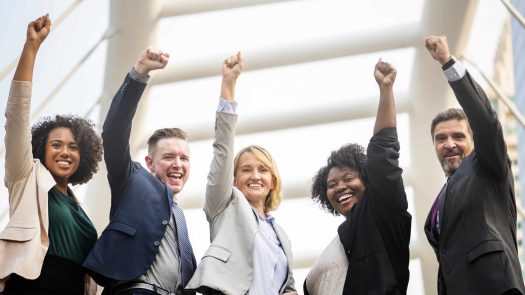 Successful and happy business team